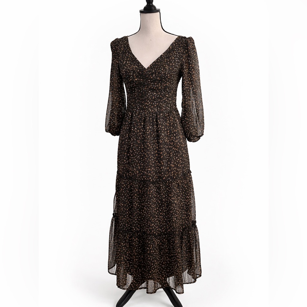 JAPNA Boho Cottagecore Floral Midi Dress with Smocked Back | Tie Back | Size S - Picture 2 of 7